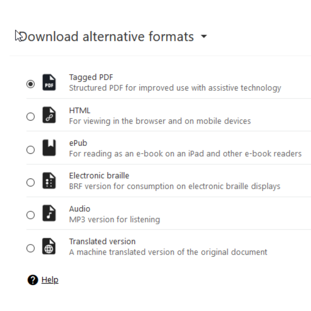 downloading alternative formats in Ally