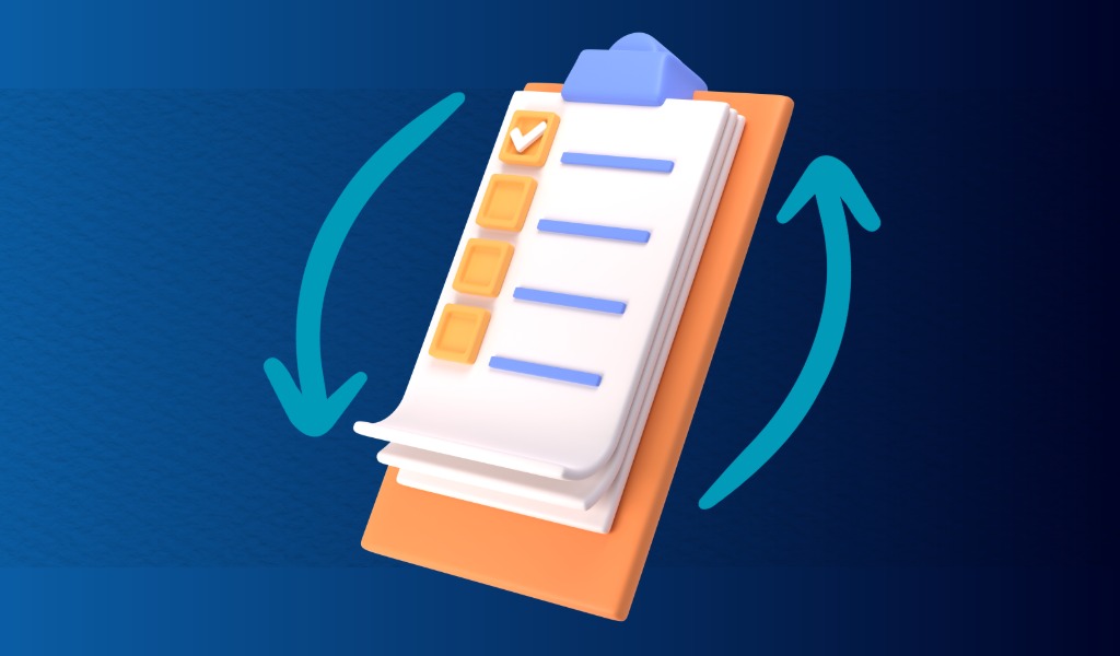 Checklist with arrows showing reordering items